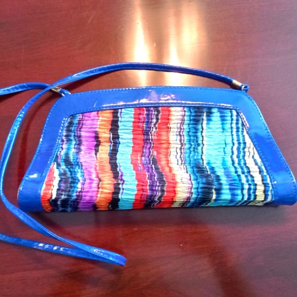 J.Renee Watercolor Fabric Convertible Clutch Handbag Purse, Snap Closure
